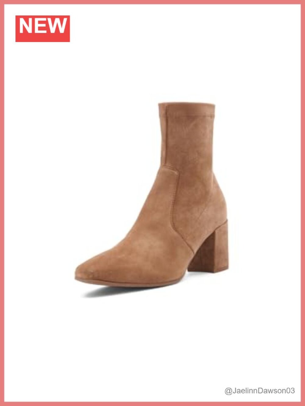 Stretch Suede Ankle Bootie with Block Heel, Zip Closure, Water Resistant, Made